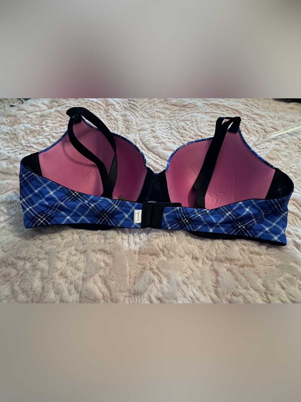 PINK Victoria's Secret Blue Plaid T-Shirt Bra - Picture 2 of 4